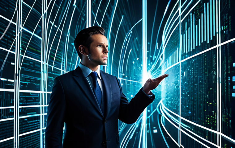 A focused professional cybersecurity expert, dressed in a sharp, modest business suit, stands confidently amidst an abstract, swirling digital storm. Complex lines of code and glowing data streams represent evolving threats, while subtle architectural elements like a strong, futuristic digital fortress wall symbolize robust defenses. The scene conveys a sense of dynamic challenge and strategic vigilance. Perfect anatomy, correct proportions, natural pose, well-formed hands, proper finger count, natural body proportions, fully clothed, modest clothing, appropriate attire, professional dress, professional photography, high quality, safe for work, appropriate content, family-friendly.