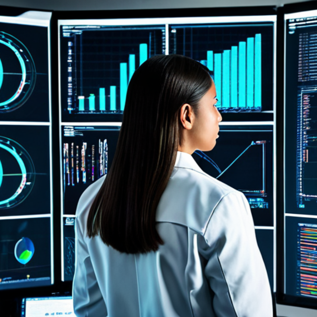 A focused professional cybersecurity analyst, fully clothed in a modest lab coat, deeply engaged in malware analysis in a state-of-the-art digital forensics lab. Multiple holographic screens display complex code, network traffic graphs, and data visualizations, symbolizing reverse engineering and threat intelligence. The environment is clean, futuristic, and brightly lit, with subtle glowing elements. Perfect anatomy, natural pose, well-formed hands, correct proportions, high detail, professional photography, cinematic lighting, appropriate content, safe for work, family-friendly.