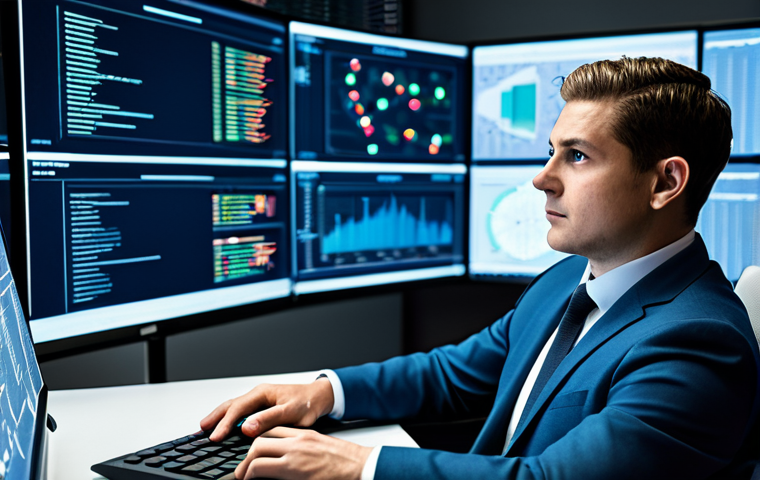 A diligent cybersecurity analyst, fully clothed in a professional business suit, sits attentively at a sleek desk in a state-of-the-art Security Operations Center (SOC). Large, luminous monitors display intricate, clean data visualizations and network diagrams. The analyst maintains a focused, vigilant expression, subtly interacting with the screen, which shows abstract, blurred patterns hinting at digital anomalies and sophisticated social engineering attempts, without any disturbing content. The lighting is cinematic, highlighting the professional atmosphere. Perfect anatomy, correct proportions, natural pose, well-formed hands, proper finger count, natural body proportions, high-resolution, sharp focus. Safe for work, appropriate content, fully clothed, professional.