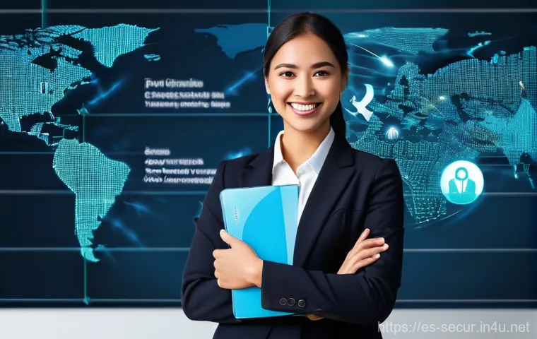 정보보안학 보안 인증 - **"The Ultimate Shield Against Digital Threats"**: A diverse, modern cybersecurity professional, dre...