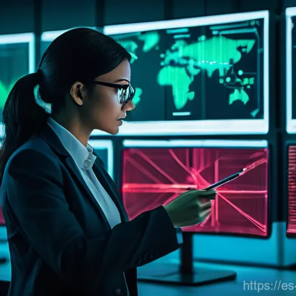 정보보안학 보안 점검 및 테스트 - **Prompt:** A high-tech, sterile cybersecurity operations center. In the foreground, a diverse team ...