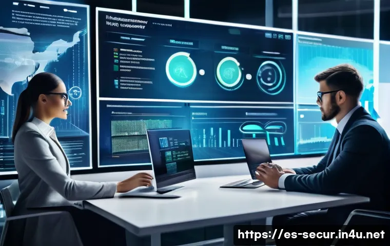 정보보안학 사이버 보안 거버넌스 - A modern corporate office environment showing a diverse group of professional employees in business ...