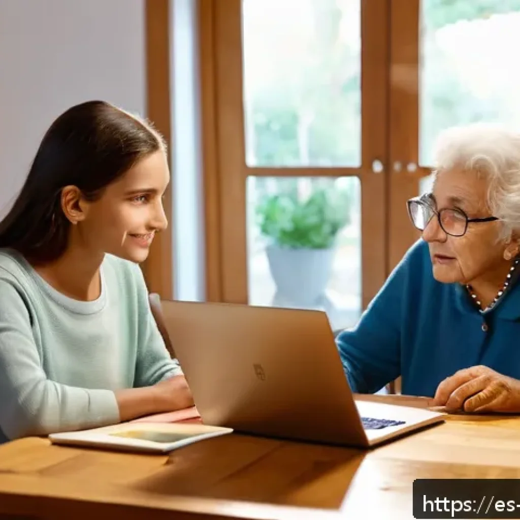 사이버 보안의 개념 - A modern Spanish family gathered around a dining table at home, engaging in a digital security lesso...